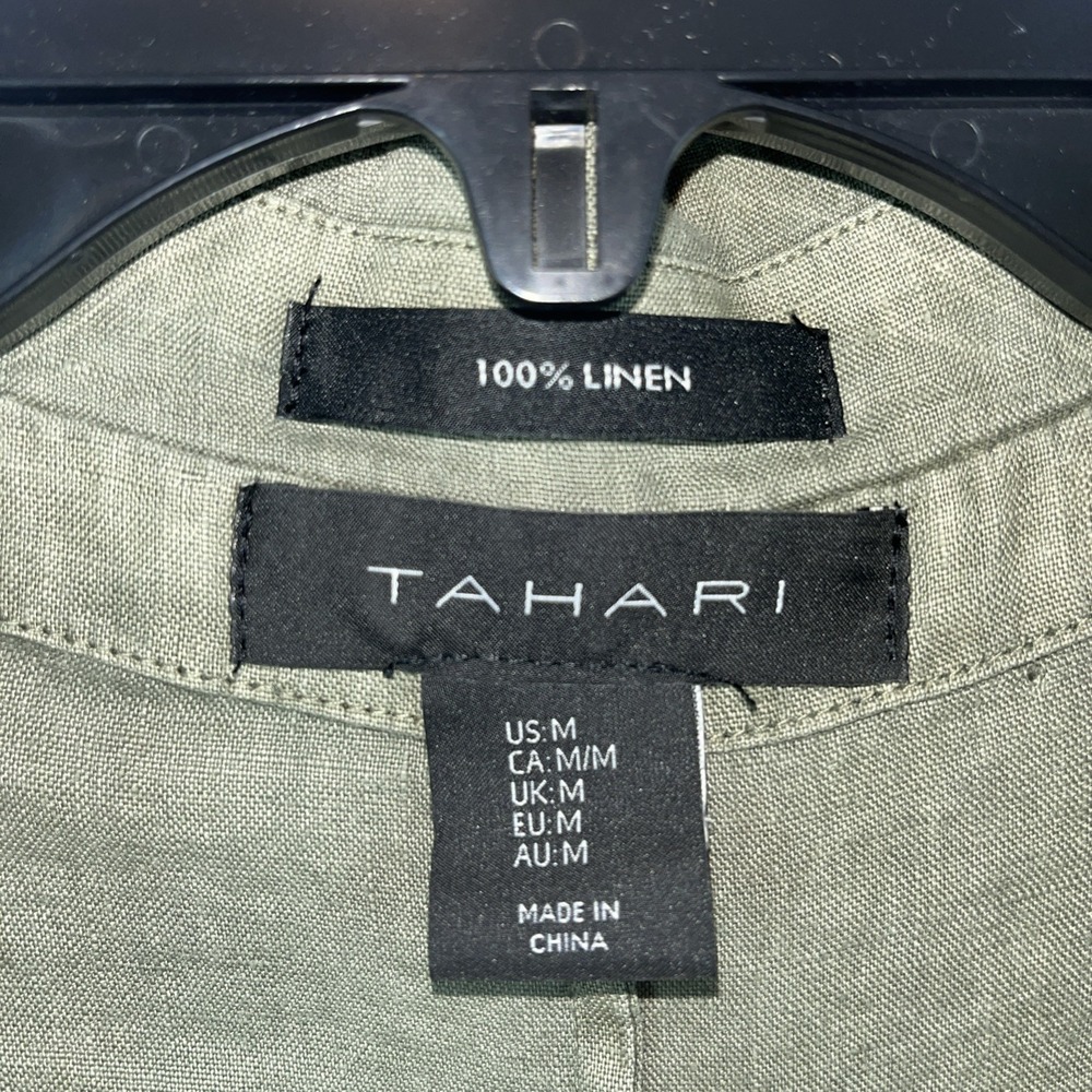 Tahari Women's 100% Linen Casual 3/4 Sleeve Lagenlook Tunic Blouse Size Medium - Picture 2 of 6